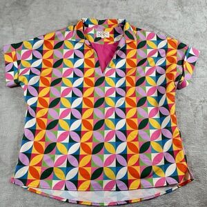 SSYS The Label Retro Groovy Hippie Shirt Top XS Geometric Bright
